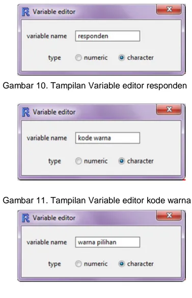 Gambar 10. Tampilan Variable editor responden 