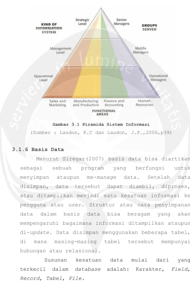 Gambar 3.1 Piramida Sistem Informasi  