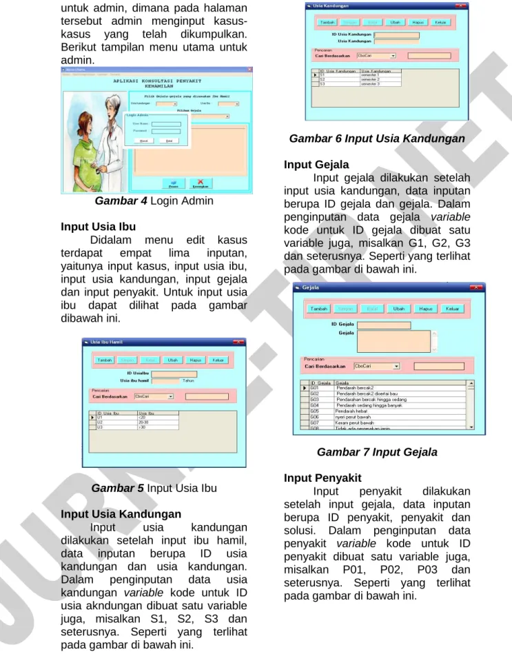 Gambar 5 Input Usia Ibu  Input Usia Kandungan 