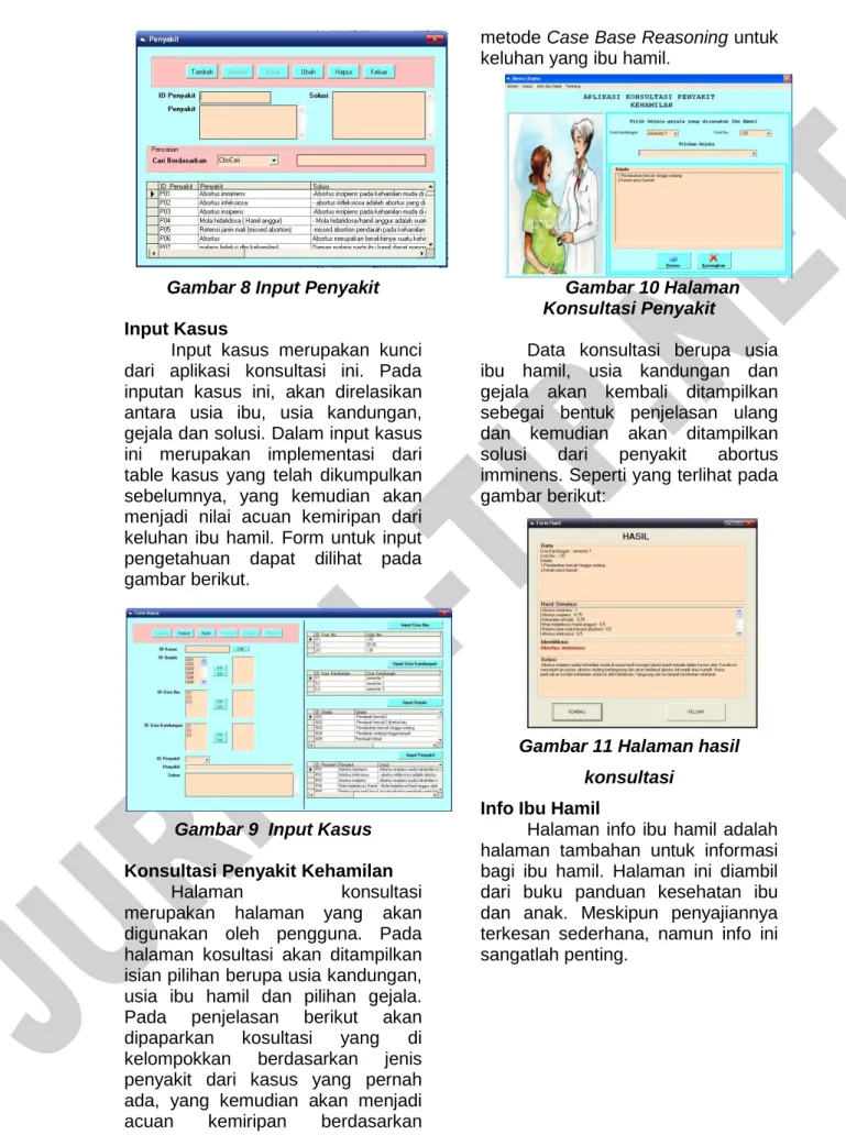 Gambar 8 Input Penyakit  Input Kasus 