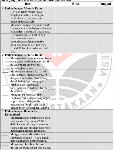 Tabel 4.13 Evaluasi Perkembangan Anak 