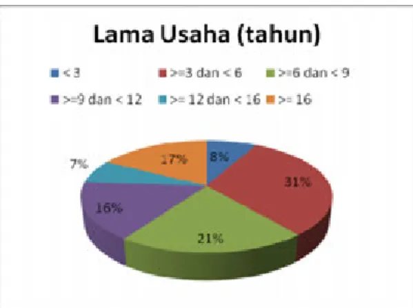 Gambar 3.9 Pie Chart perbandingan lama usaha debitur 