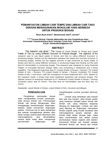 PEMANFAATAN LIMBAH CAIR TEMPE DAN LIMBAH CAIR TAHU DENGAN MENGGUNAKAN ...