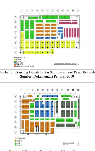 Gambar 8. Eksisting Denah Lantai 1 Pasar Kosambi   Sumber: Dokumentasi Penulis, 2019 