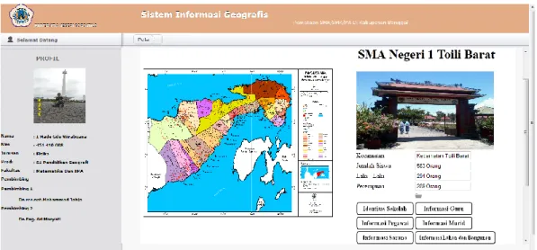 Gambar 4.5. Halaman Output Peta SMA/SMK/MA di Kabupaten Banggai  Pembahasan 
