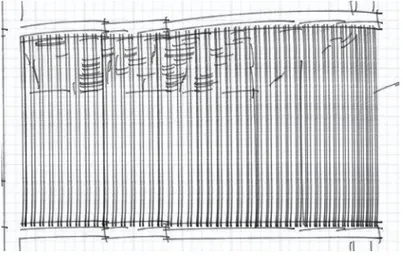Gambar 5.17 Sketsa kisi-kisi pada fasade bangunan   Sumber : Dokumen pribadi 