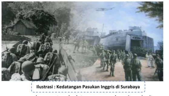 Ilustrasi : Kedatangan Pasukan Inggris di Surabaya 