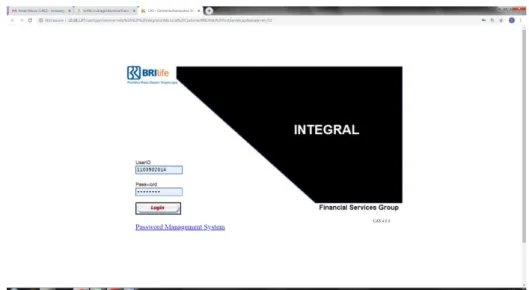 Gambar III. 5 Tampilan awal Web Integral BRI Life   Sumber: Data diolah oleh perusahaan 