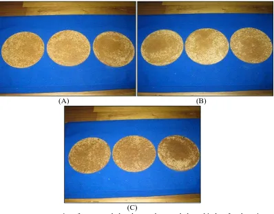 Figure 1.  Composites from recycled polypropelene and three kinds of Indonesian bamboos fiber : Sembilang (A), Betung (B) and Kuning (C) 