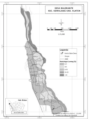 Gambar 1. Peta orientasi Lokasi Penelitian Desa Balerante, Kemalang, Klaten 