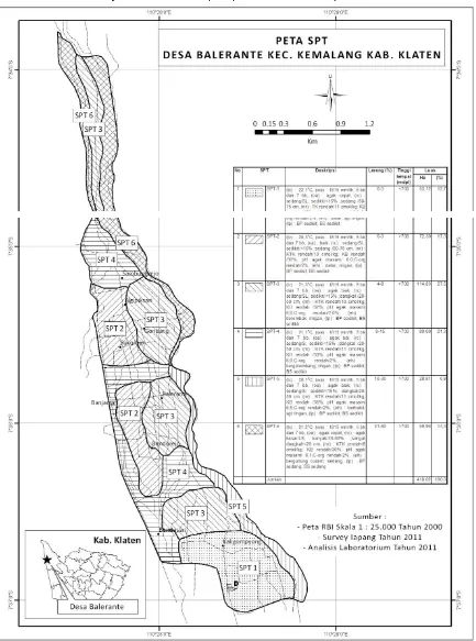 Gambar 3. Peta SPT (land unit) yang terdapat di lokasi penelitian Balerante, Kemalang Klaten 