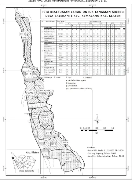 Gambar 4. Peta Kesesuaian Lahan untuk tanaman Murbei di Desa Balerante, Kemalang, Klaten