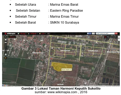 Gambar 3 Lokasi Taman Harmoni Keputih Sukolilo sumber: www.wikimapia.com , 2016 