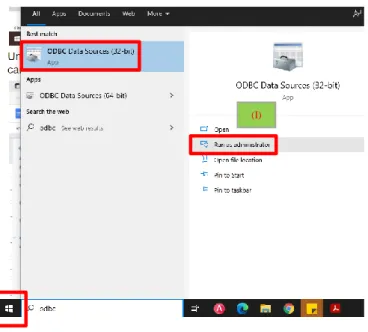 Gambar 3.72   Menu ODBC Data Sources     (I)     (V)  (VI)  (VII) (II) (III) (IV) 