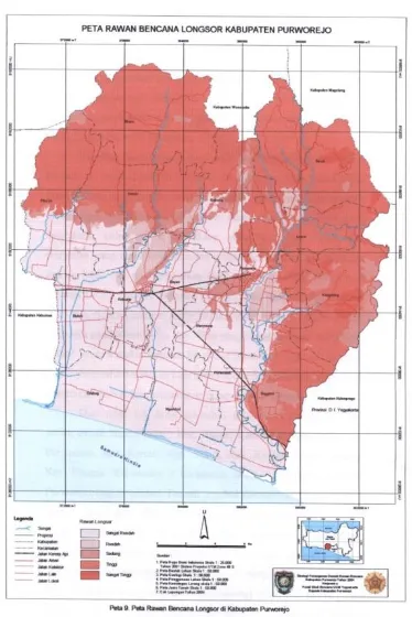 Gambar 1. Peta Rawan Bencana Longsor dan Degradasi Lahan di Kab. Purworejo 