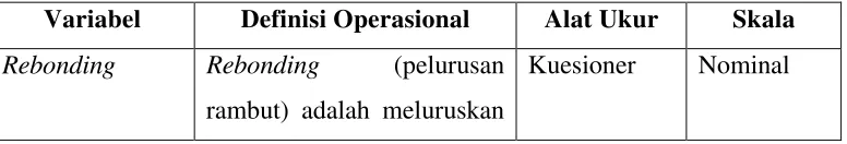 Tabel 3.1 : Definisi Operasional Variabel 