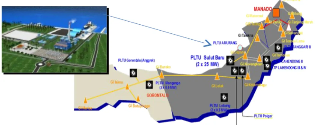 Gambar 2.1  Peta Lokasi PLTU 2 Sulut 2 x 25 MW 2.2 Perusahaan Terkait dengan PLTU 2 Sulut