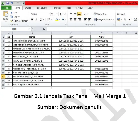 Gambar 2.1 Jendela Task Pane – Mail Merge 1 