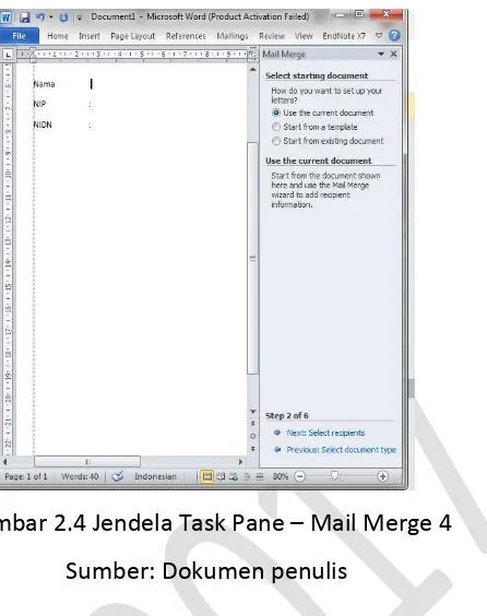 Gambar 2.4 Jendela Task Pane – Mail Merge 4 