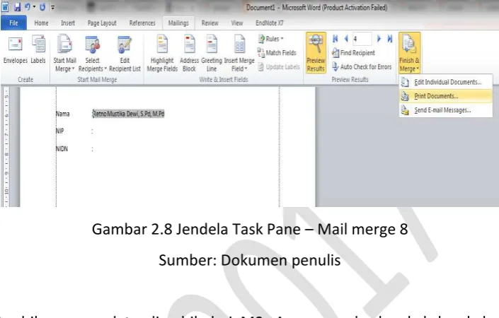Gambar 2.8 Jendela Task Pane – Mail merge 8 