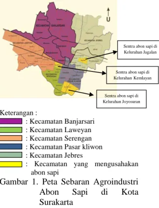 Gambar  1.  Peta  Sebaran  Agroindustri  Abon  Sapi  di  Kota  Surakarta