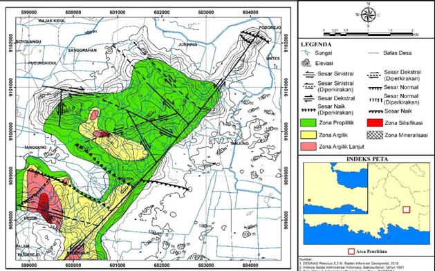 Gambar 15. Peta zona alterasi daerah Gunung Budheg dan sekitarnya. 