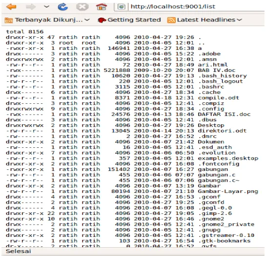 Gambar 16. Web server menjalankan list dengan swill_directory() 