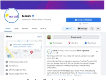 Gambar 2.5 Tampilan Akun Facebook Narasi 