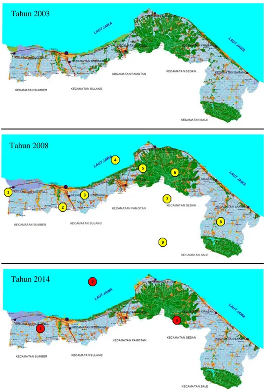 Gambar 5. Perubahan Penggunaan Lahan Pesisir Kabupaten Rembang Tahun 2003-2014