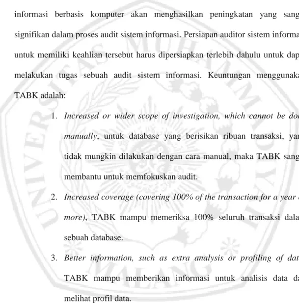 TABK  mampu  memberikan  informasi  untuk  analisis  data  dan  melihat profil data. 