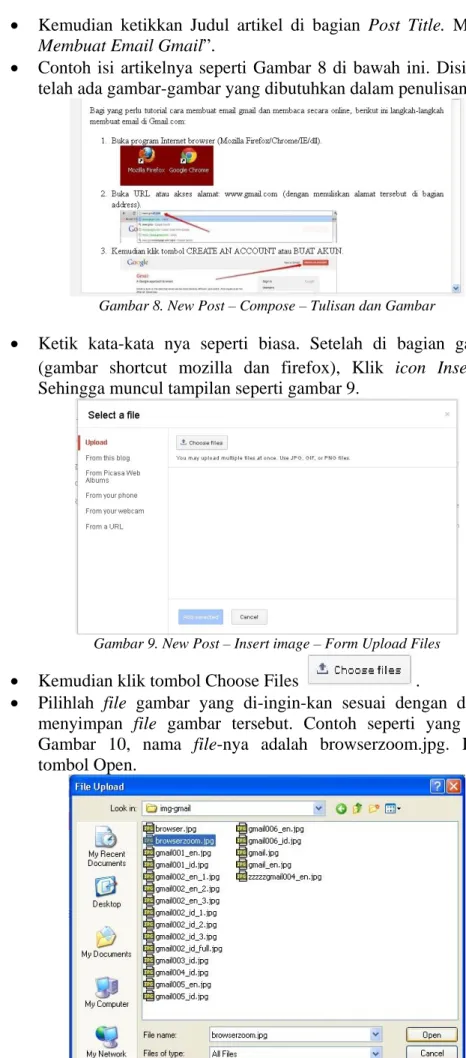 Gambar 8. New Post – Compose – Tulisan dan Gambar 