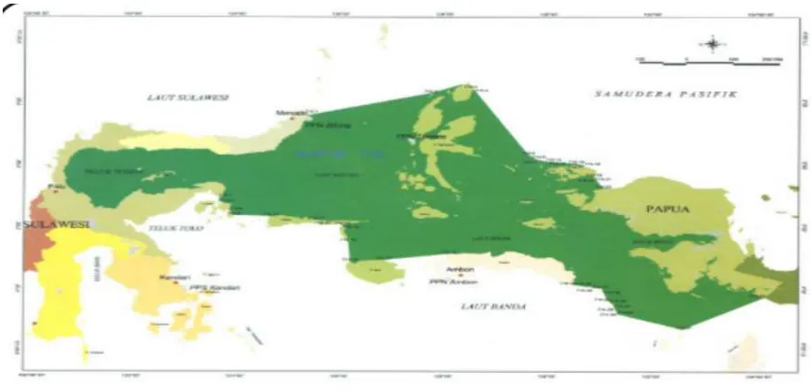 Gambar 1.Wilayah Pengelolaan Perikanan perairan Teluk Tomini, Laut Maluku, LautHalmahera, Laut Seram, danTeluk Berau