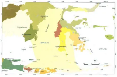 Gambar 1.Wilayah Pengelolaan Perikanan perairan Selat Makassar, TelukBone, Laut Flores, dan Laut Bali