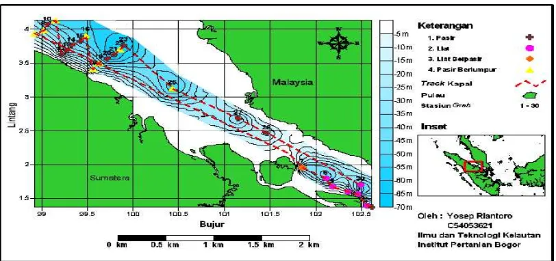 Gambar 7.Batimetri tipe substrat di perairan Selat MalakaSumber: Angraheni (2011)