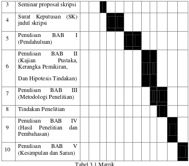 Tabel 3.1 Matrik 