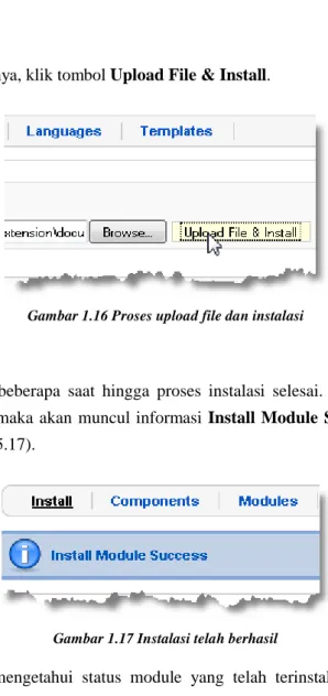 Gambar 1.16 Proses upload file dan instalasi 