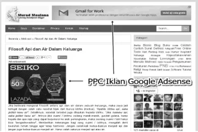 Gambar 1. Tampilan iklan Google Adsense pada blog personal