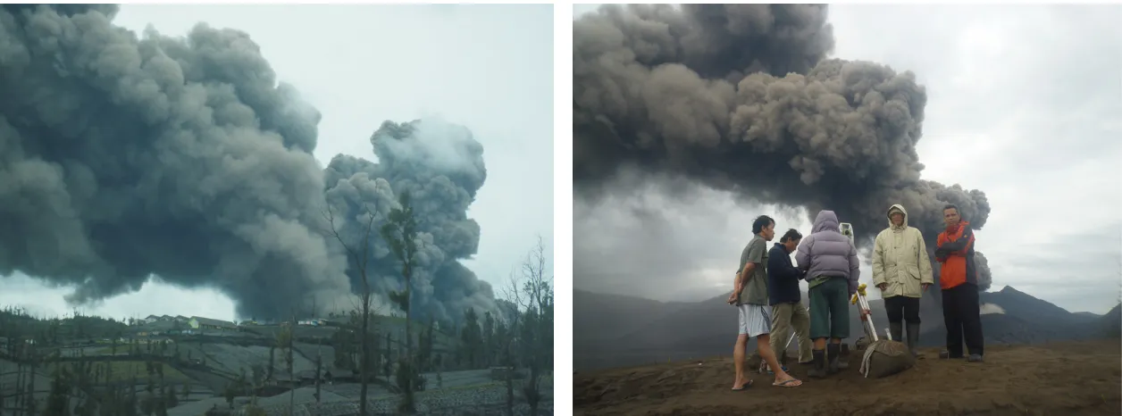 Gambar 7. Hembusan abu vulkanik Gunung Bromo yang dierupsikan secara terus-menerus pada Desember 2010