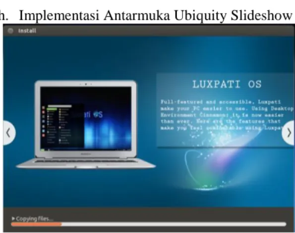 Gambar 18. Implementasi Antarmuka Ubiquity Slideshow  B.  Pengujian Perangkat Lunak 