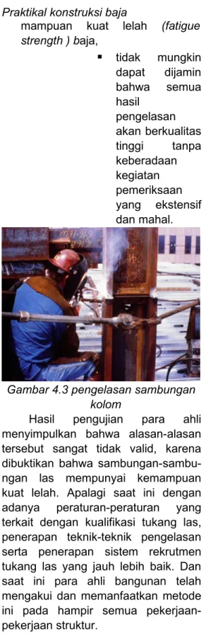 Gambar 4.3 pengelasan sambungan  kolom
