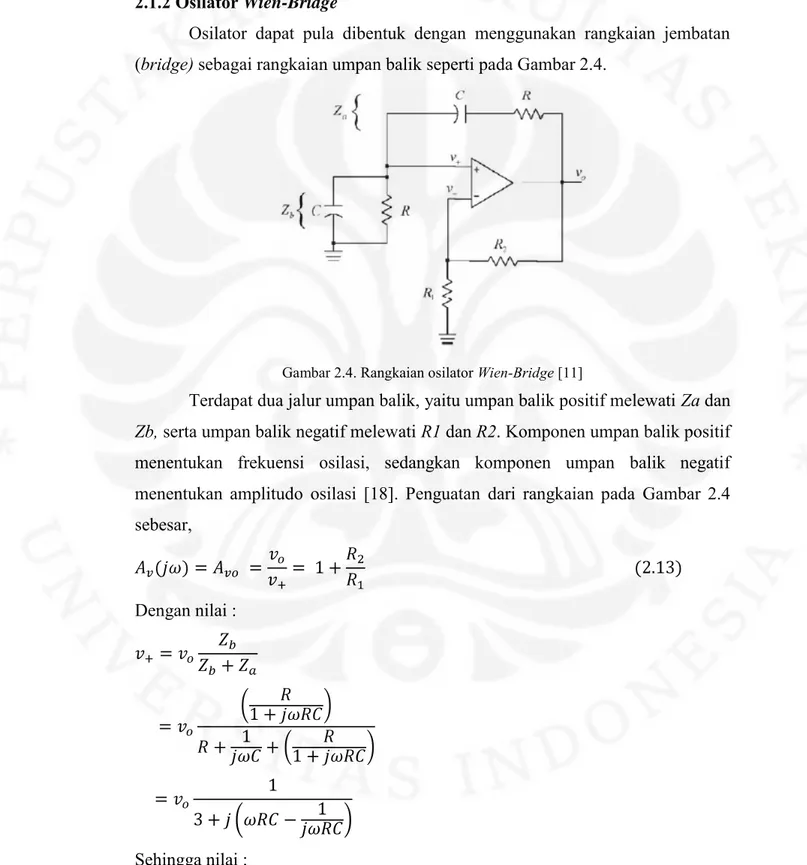 Gambar 2.4. Rangkaian osilator Wien-Bridge [11] 