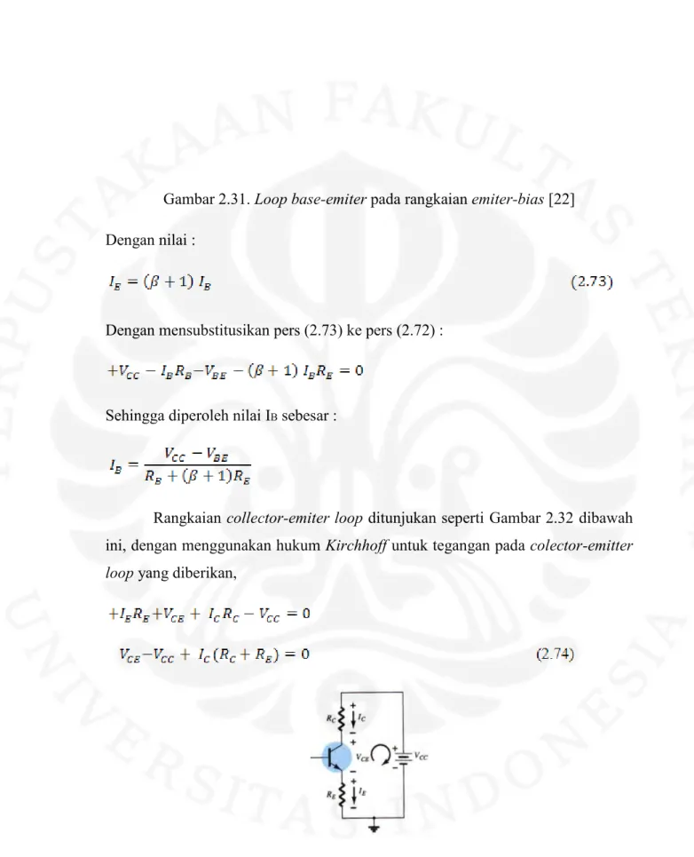 Gambar 2.31. Loop base-emiter pada rangkaian emiter-bias [22]  Dengan nilai : 