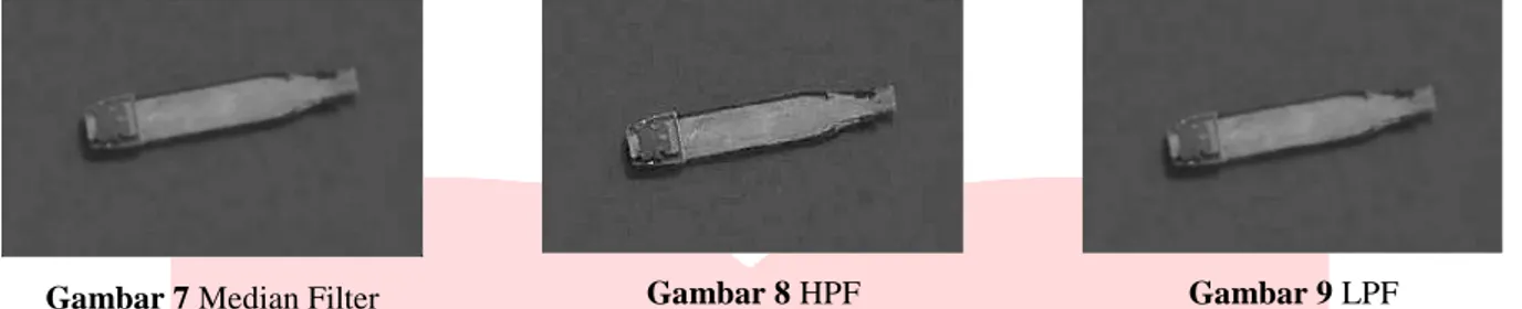 Gambar 7 Median Filter  Gambar 8 HPF  Gambar 9 LPF 