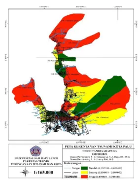 Gambar 6 Peta Kerentanan Tsunami di Kota  Palu 