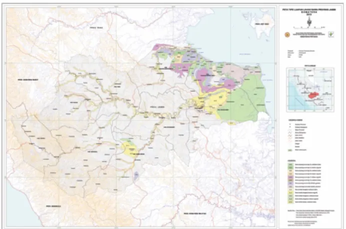 Gambar 5.  Peta Lahan Rawa Berdasarkan Tipe Luapan Di Propinsi Jambi    