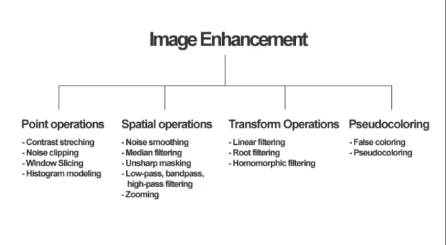 Gambar 2.1: Macam-macam aplikasi dari Image Enhancement  (Sumber: Jain, 1989, p233) 
