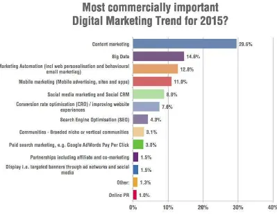 Gambar 7: Teknik digital marketing dan persentase penggunaannya (SmartInsight, 2015) 