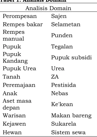 Tabel 1. Analisis Domain 