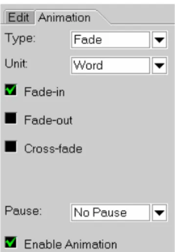 Gambar 8.8 Tampilan tipe animasi Fade pada tab Animation 