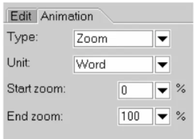 Gambar 8.9Tampilan tipe animasi Zoom pada tab Animation 